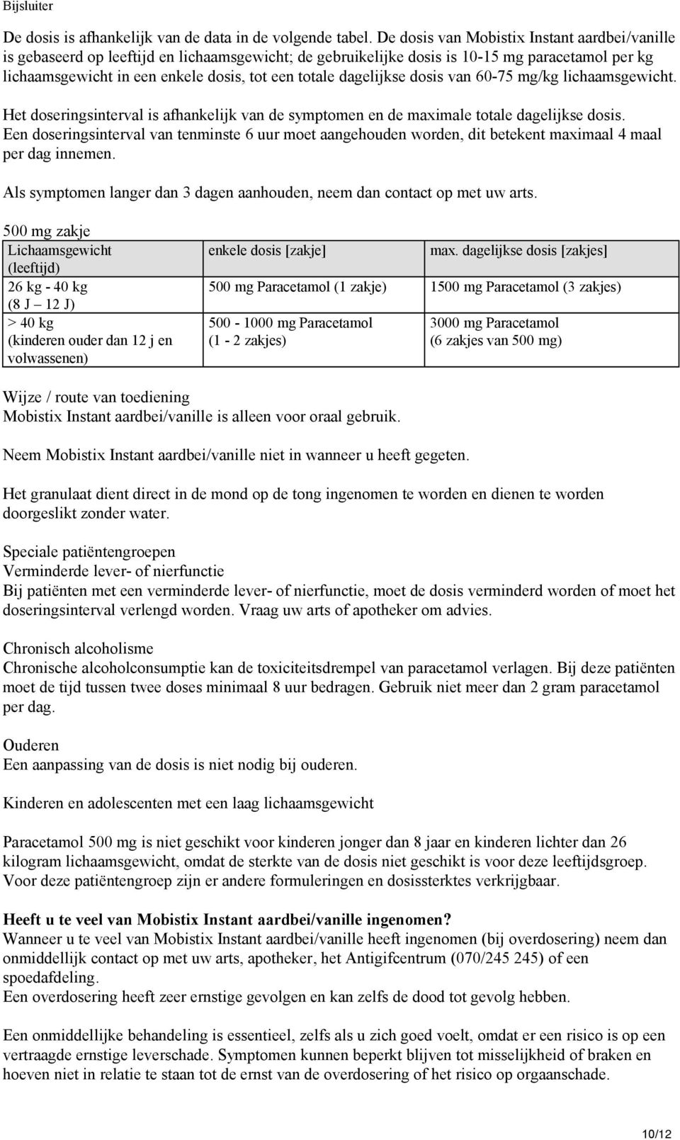 dagelijkse dosis van 60-75 mg/kg lichaamsgewicht. Het doseringsinterval is afhankelijk van de symptomen en de maximale totale dagelijkse dosis.