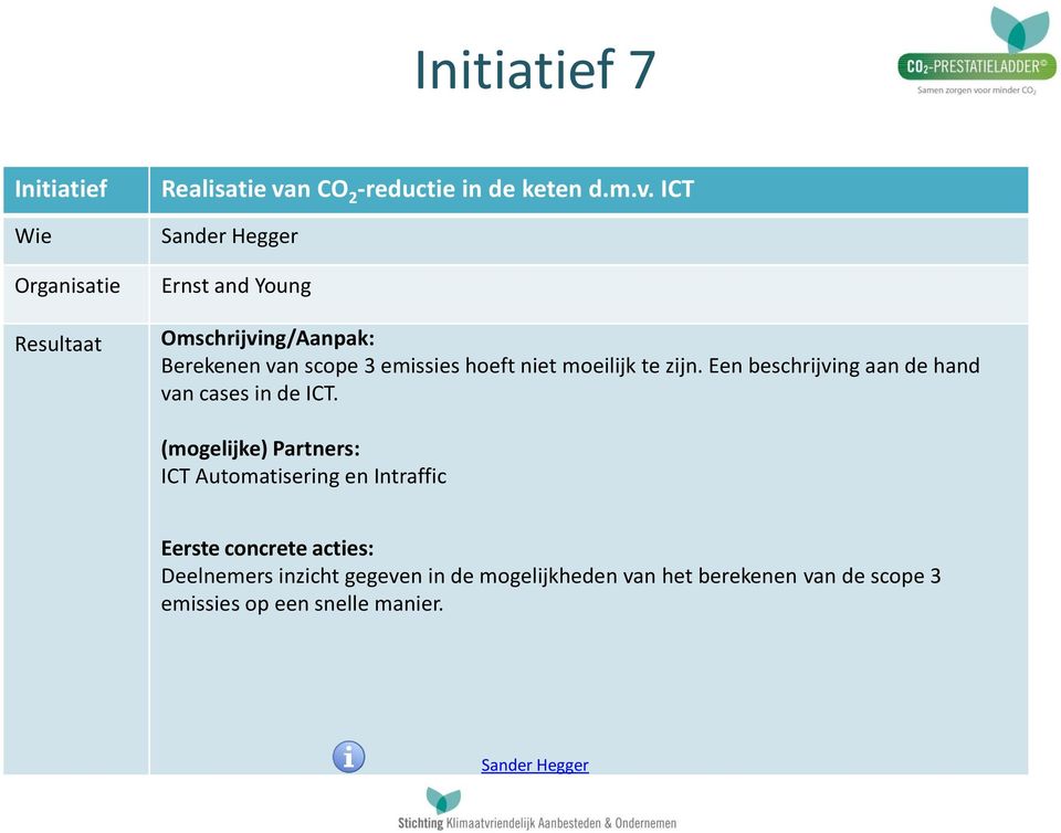 ICT Sander Hegger Ernst and Young Omschrijving/Aanpak: Berekenen van scope 3 emissies hoeft niet moeilijk te zijn.