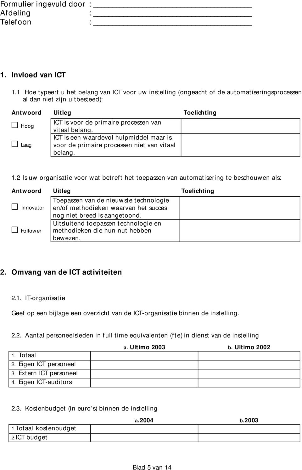 van vitaal belang. ICT is een waardevol hulpmiddel maar is voor de primaire processen niet van vitaal belang. 1.