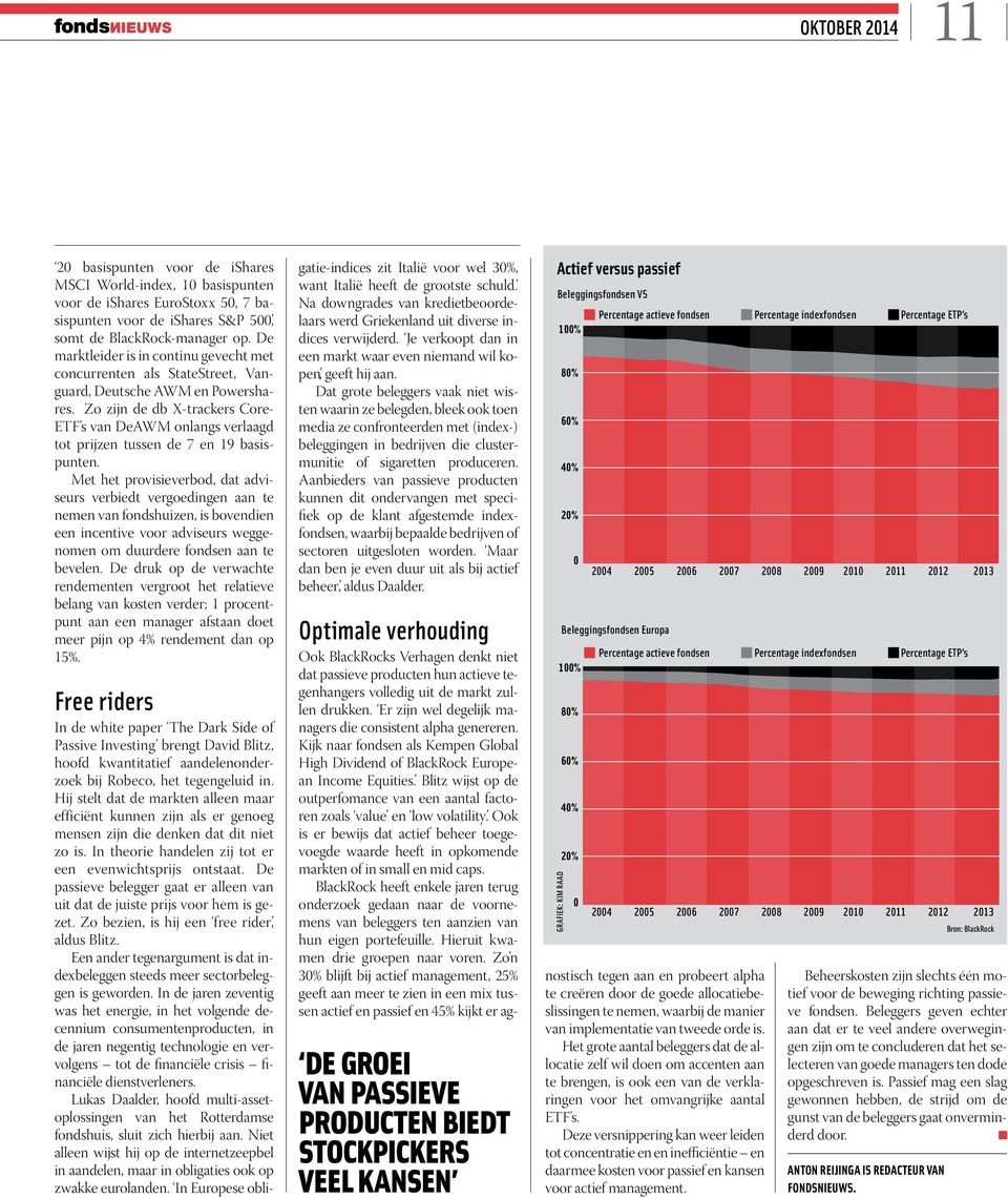 Zo zijn de db X-trackers Core- ETF s van DeAWM onlangs verlaagd tot prijzen tussen de 7 en 19 basispunten.