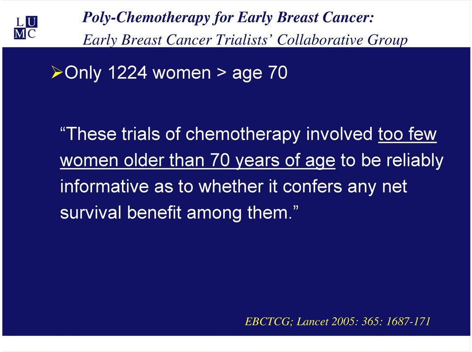 involved too few women older than 70 years of age to be reliably informative as