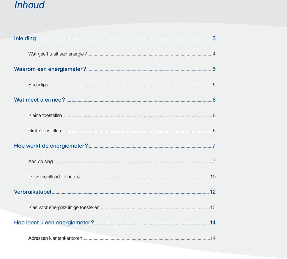 ..6 Hoe werkt de energiemeter?...7 Aan de slag...7 De verschillende functies.