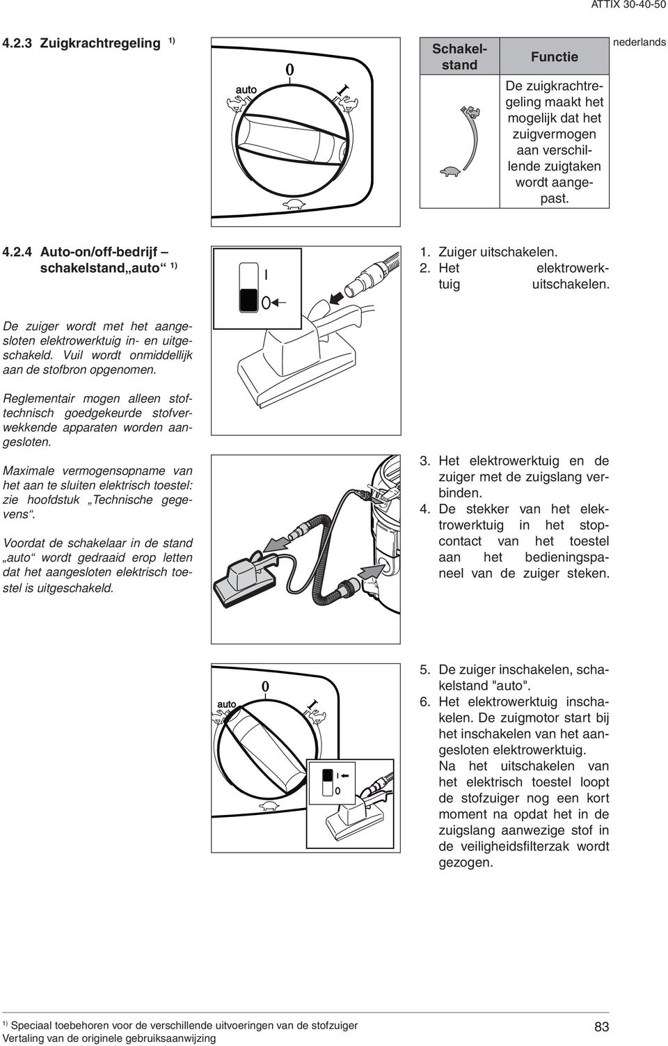 Reglementair mogen alleen stoftechnisch goedgekeurde stofverwekkende apparaten worden aangesloten.