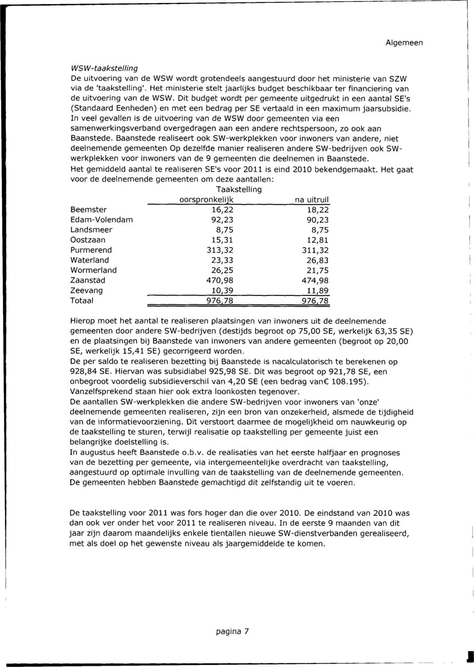 Dit budget wordt per gemeente uitgedrukt in een aantal SE's (Standaard Eenheden) en met een bedrag per SE vertaald in een maximum jaarsubsidie.