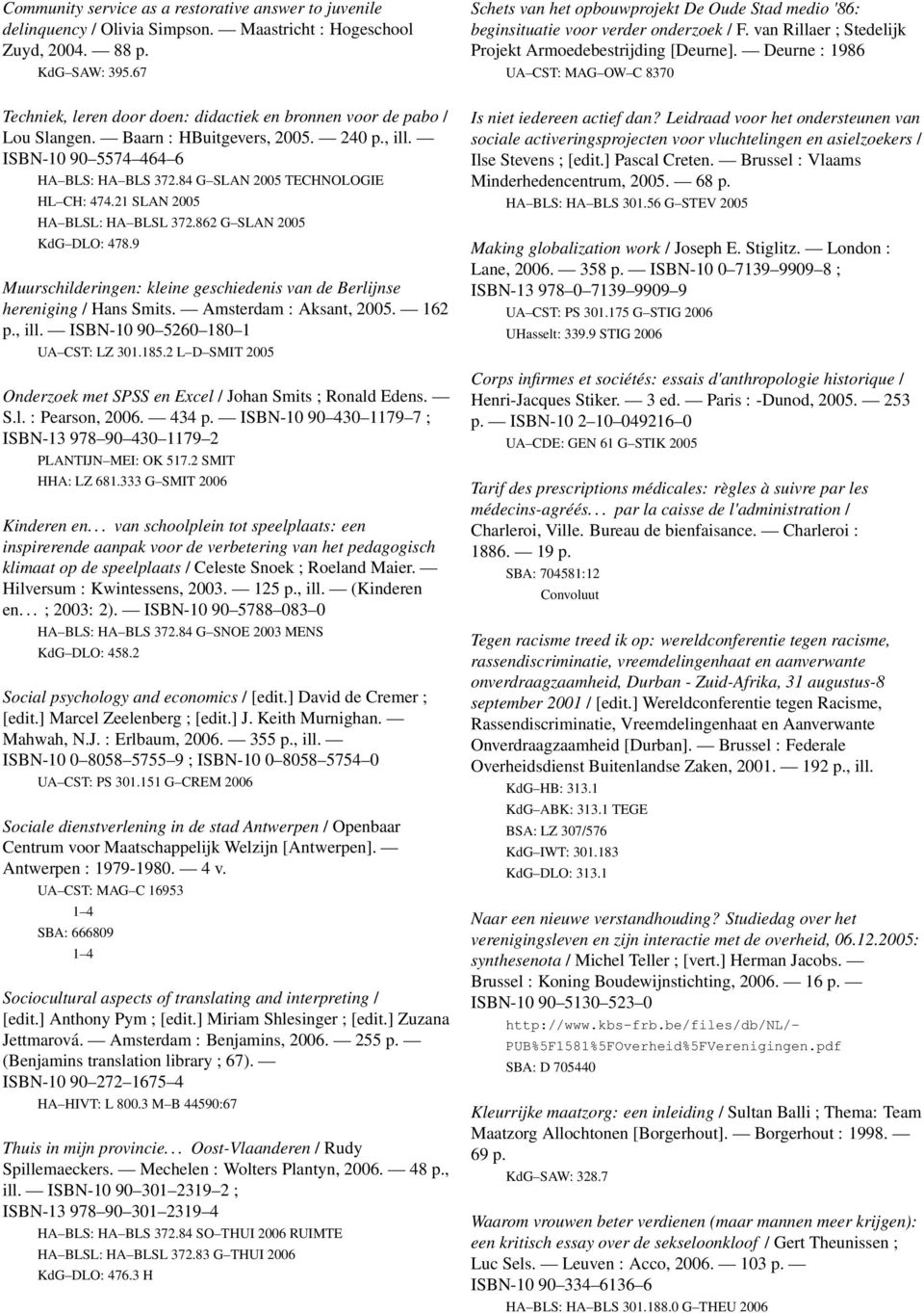 21 SLAN 2005 HA BLSL: HA BLSL 372.862 G SLAN 2005 KdG DLO: 478.9 Muurschilderingen: kleine geschiedenis van de Berlijnse hereniging / Hans Smits. Amsterdam : Aksant, 2005. 162 p., ill.