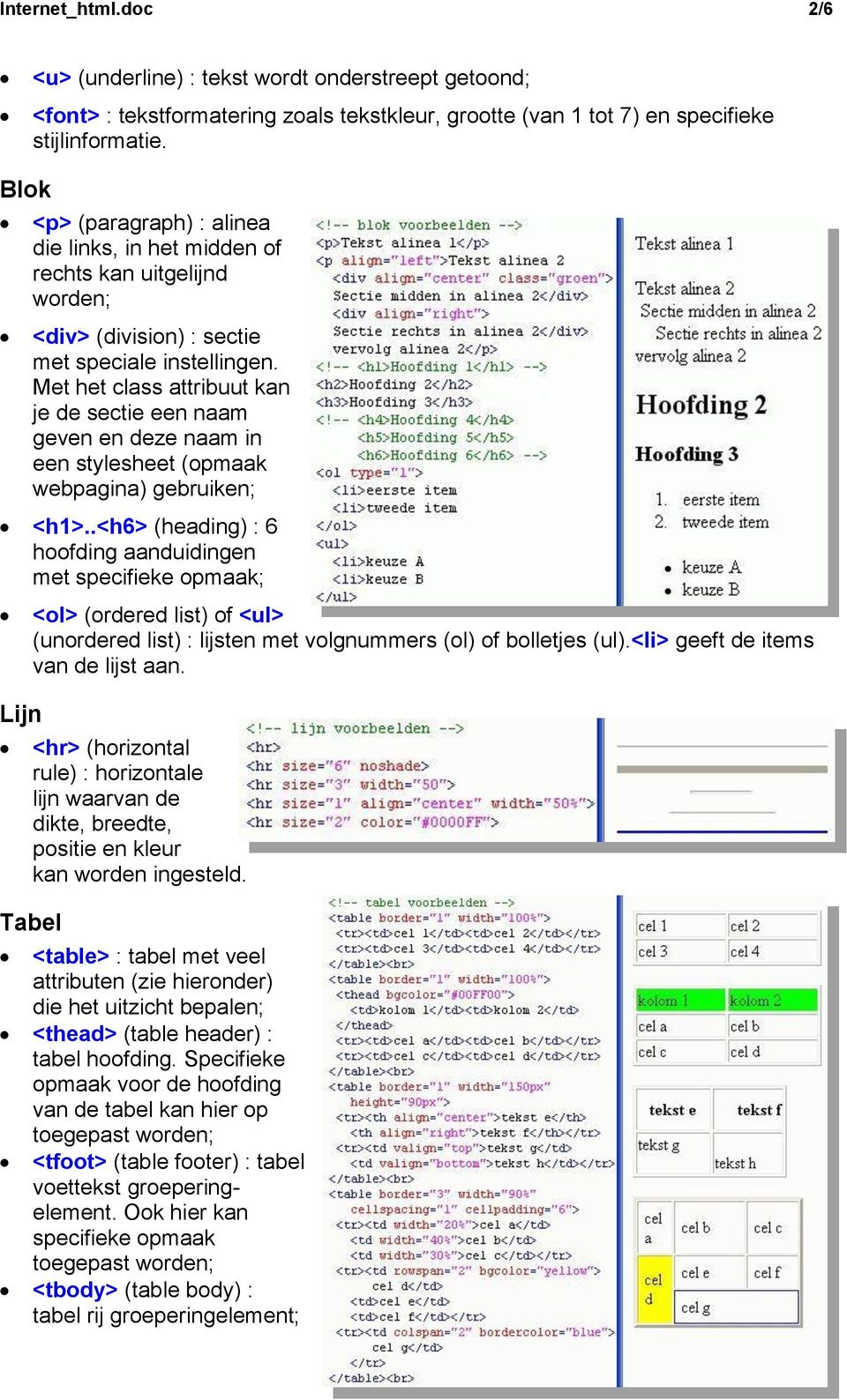 Met het class attribuut kan je de sectie een naam geven en deze naam in een stylesheet (opmaak webpagina) gebruiken; <h1>.