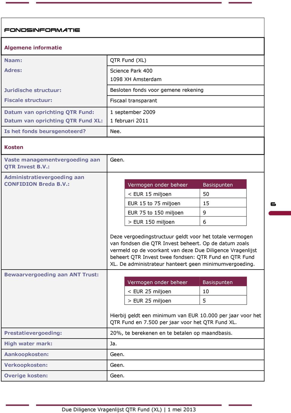 Administratievergoeding aan CONFIDION Breda B.V.