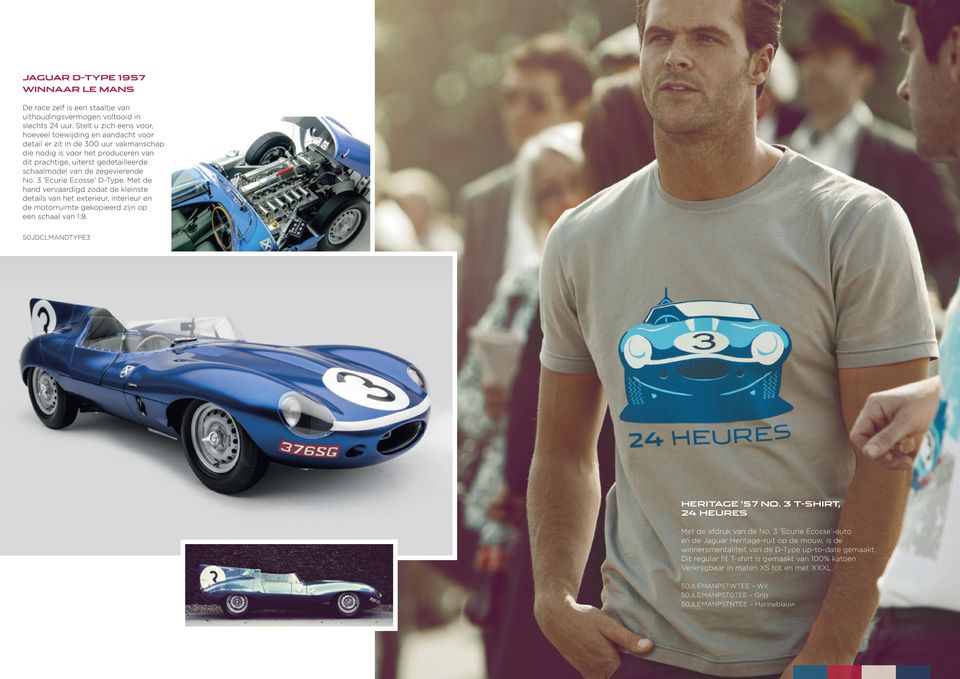 zegevierende No. 3 Ecurie Ecosse D-Type. Met de hand vervaardigd zodat de kleinste details van het exterieur, interieur en de motorruimte gekopieerd zijn op een schaal van 1:8.