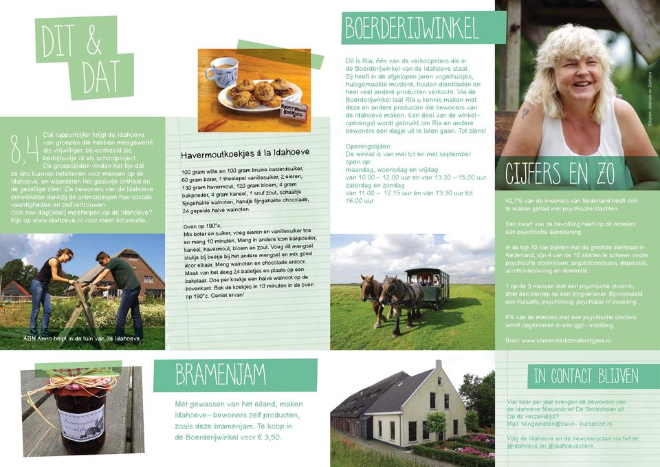 De bewoners van de Idahoeve ontwikkelen dankzij de ontmoetingen hun sociale vaardigheden en zelfvertrouwen. Ook een dag(deel) meehelpen op de Idahoeve? Kijk op www.idahoeve.nl voor meer informatie.