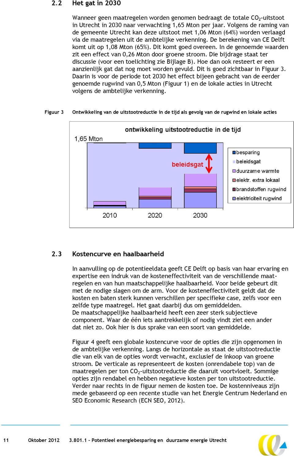 Dit komt goed overeen. In de genoemde waarden zit een effect van 0,26 Mton door groene stroom. Die bijdrage staat ter discussie (voor een toelichting zie Bijlage B).