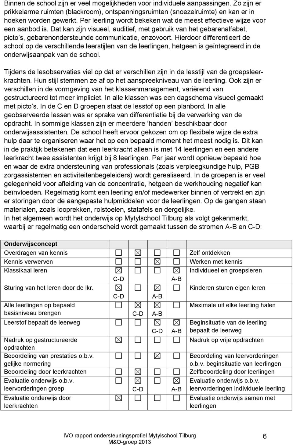 Hierdoor differentieert de school op de verschillende leerstijlen van de leerlingen, hetgeen is geïntegreerd in de onderwijsaanpak van de school.