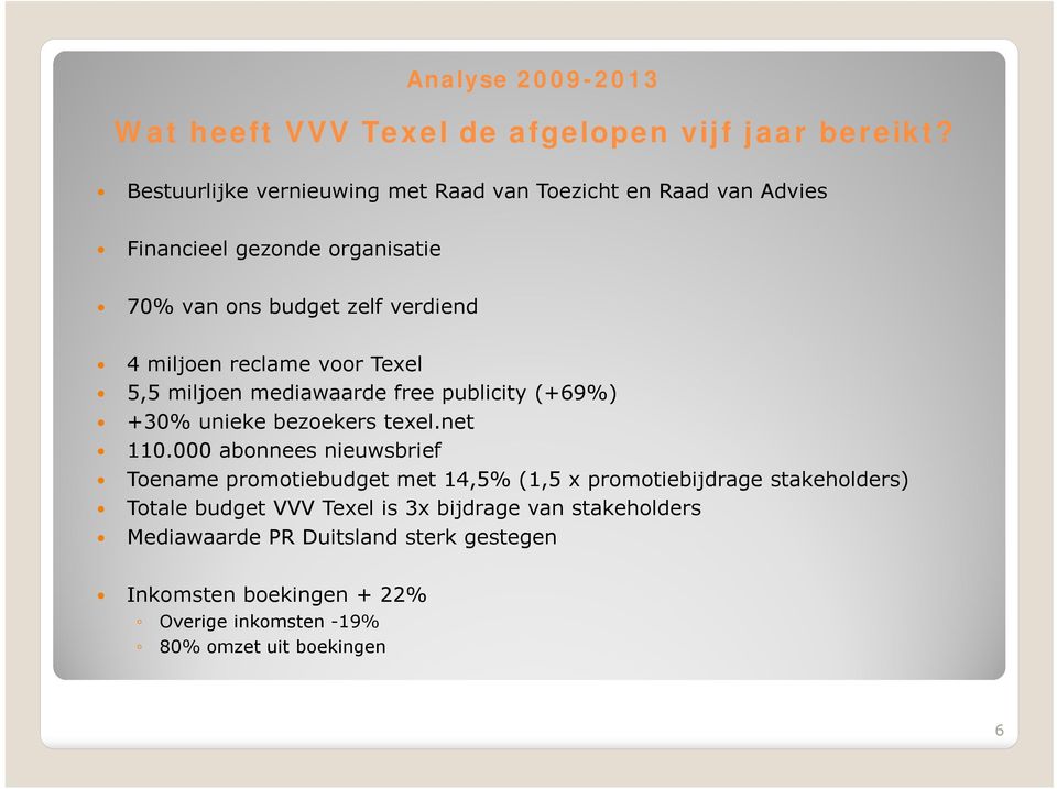 reclame voor Texel 5,5 miljoen mediawaarde free publicity (+69%) +30% unieke bezoekers texel.net 110.