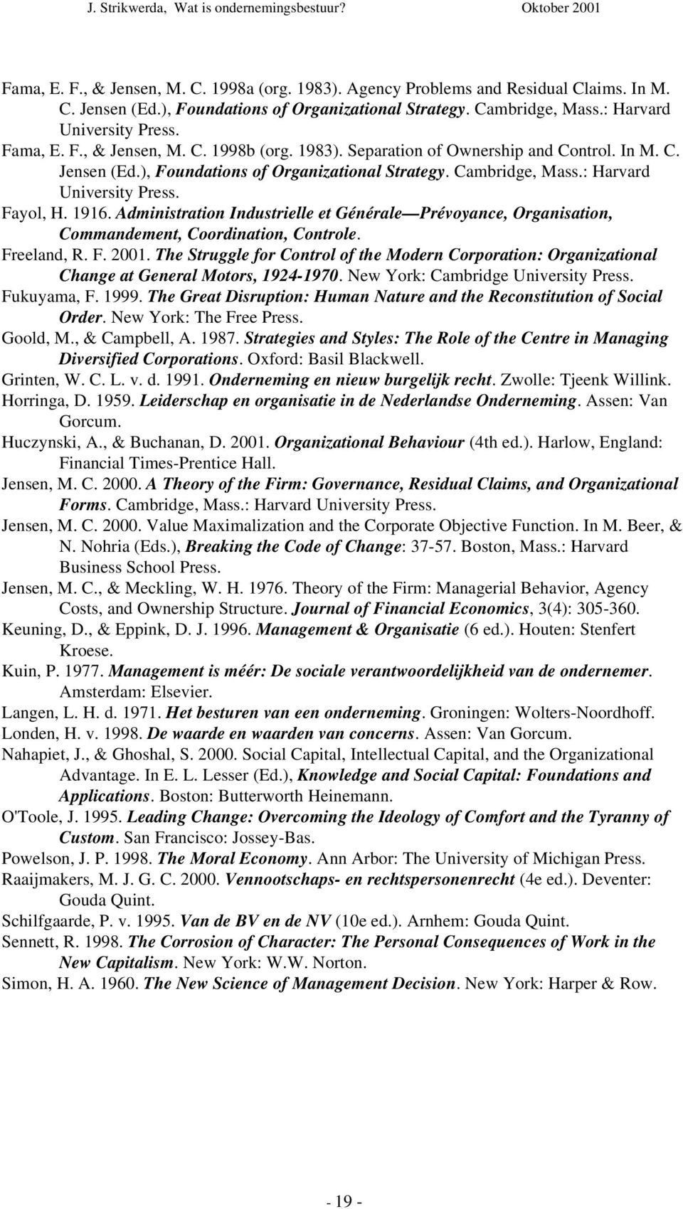 Administration Industrielle et Générale Prévoyance, Organisation, Commandement, Coordination, Controle. Freeland, R. F. 2001.