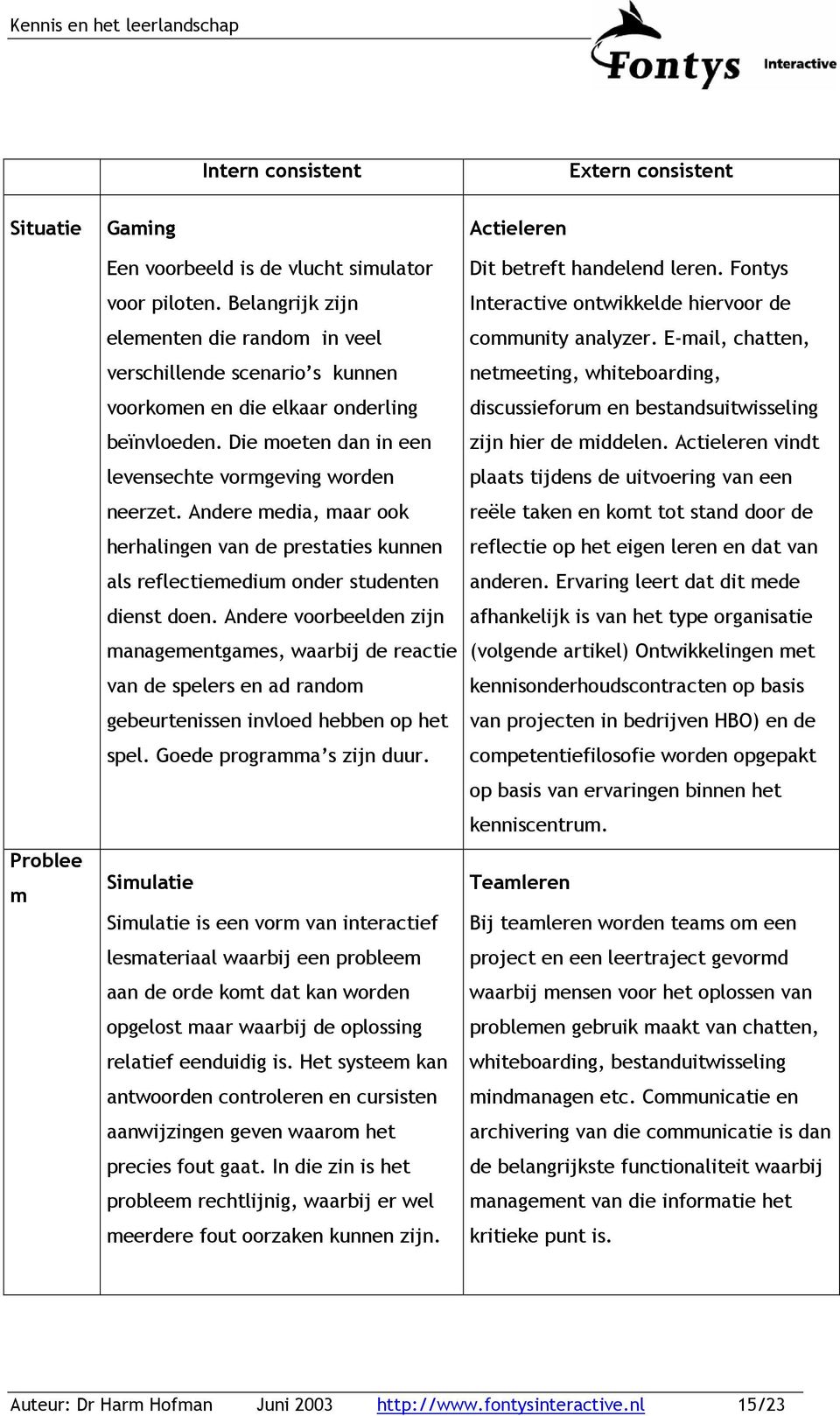 Andere media, maar ook herhalingen van de prestaties kunnen als reflectiemedium onder studenten dienst doen.