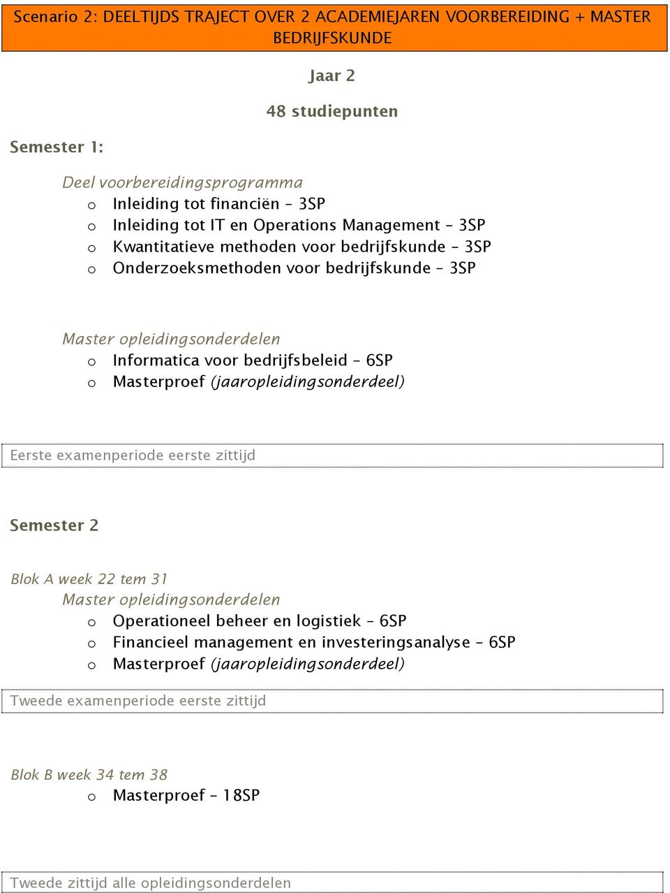 Onderzoeksmethoden voor bedrijfskunde 3SP o Informatica voor bedrijfsbeleid 6SP Eerste examenperiode eerste zittijd o