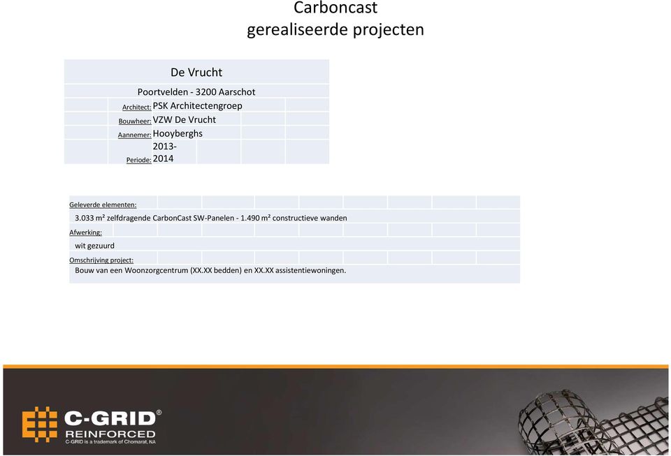 elementen: 3.033 m² zelfdragende CarbonCast SW-Panelen - 1.