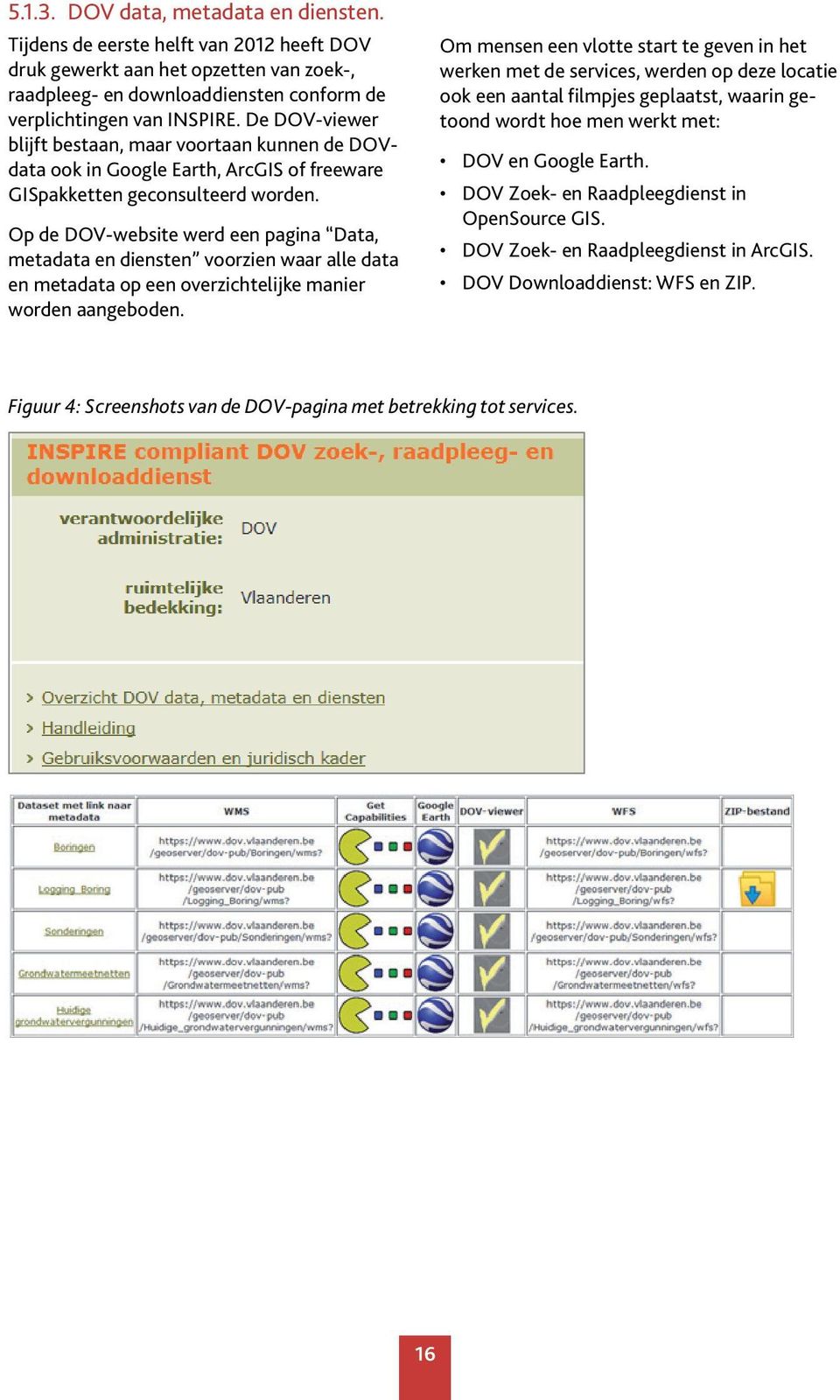 Op de DOV-website werd een pagina Data, metadata en diensten voorzien waar alle data en metadata op een overzichtelijke manier worden aangeboden.