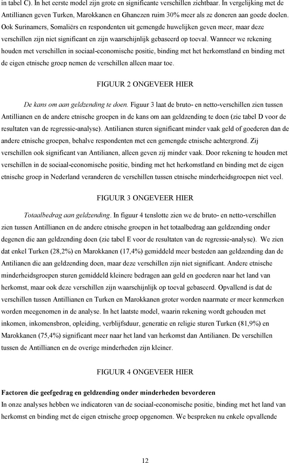 Ook Surinamers, Somaliërs en respondenten uit gemengde huwelijken geven meer, maar deze verschillen zijn niet significant en zijn waarschijnlijk gebaseerd op toeval.