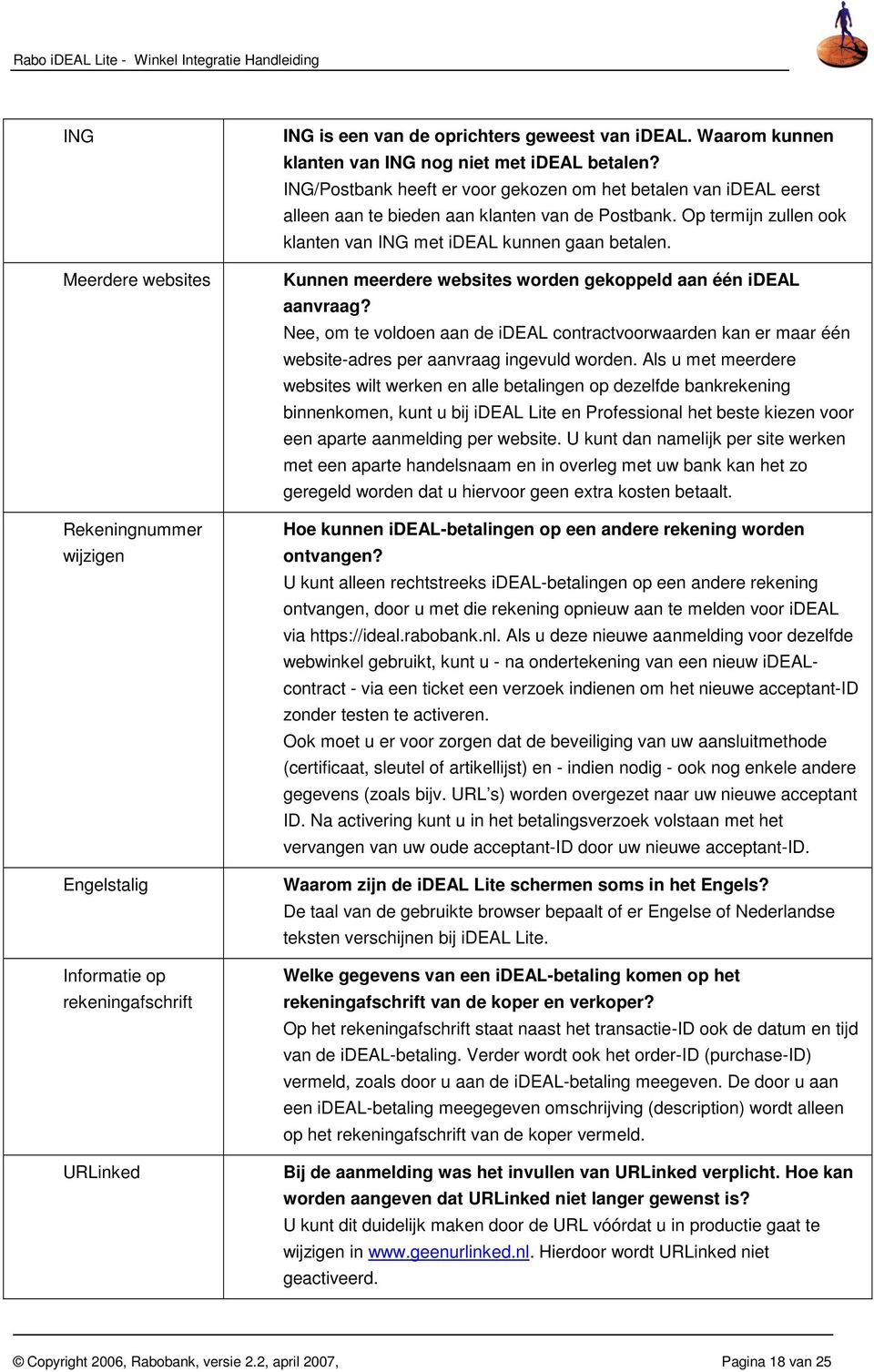 Op termijn zullen ook klanten van ING met ideal kunnen gaan betalen. Kunnen meerdere websites worden gekoppeld aan één ideal aanvraag?