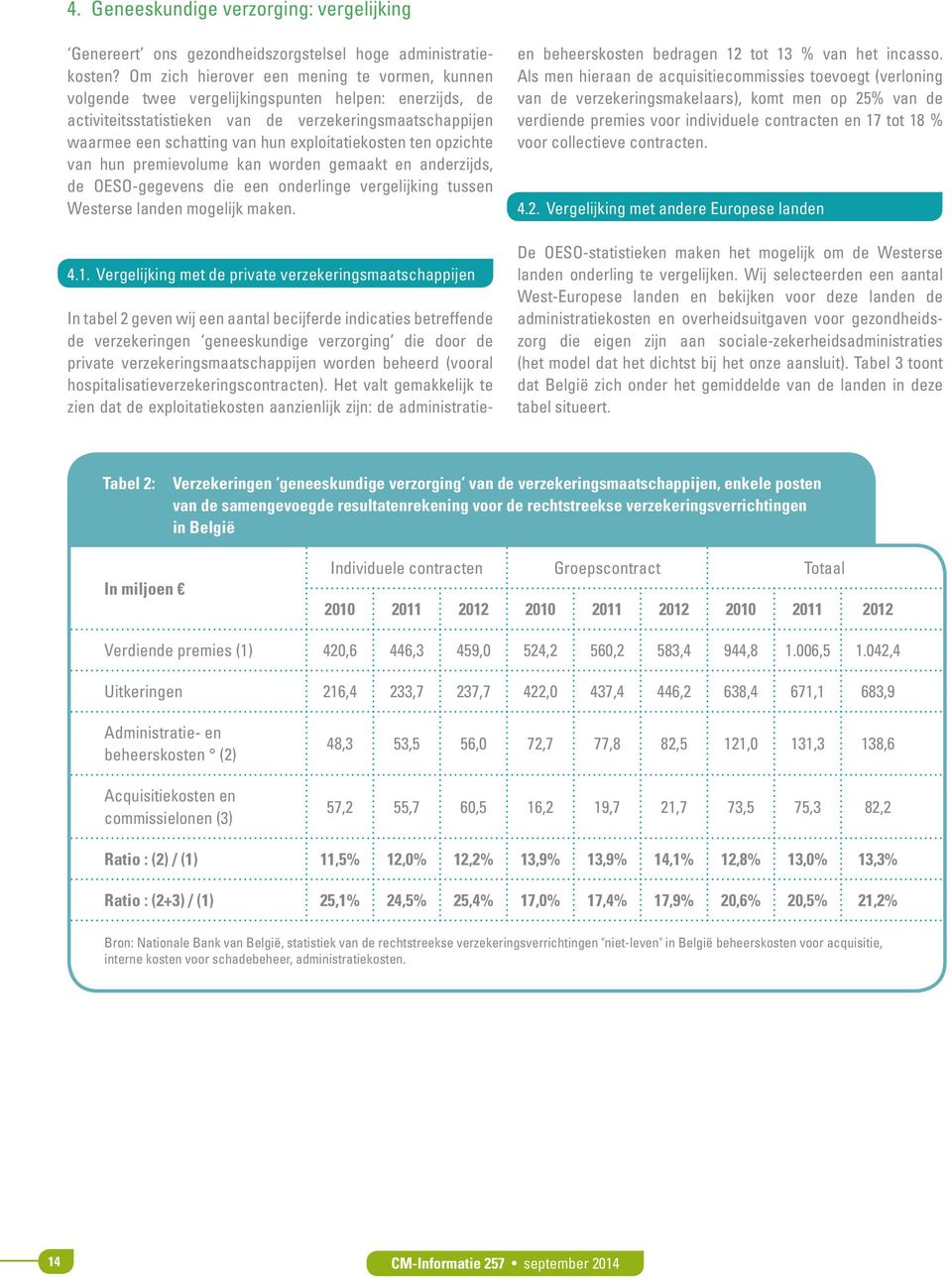 exploitatiekosten ten opzichte van hun premievolume kan worden gemaakt en anderzijds, de OESO-gegevens die een onderlinge vergelijking tussen Westerse landen mogelijk maken. 4.1.