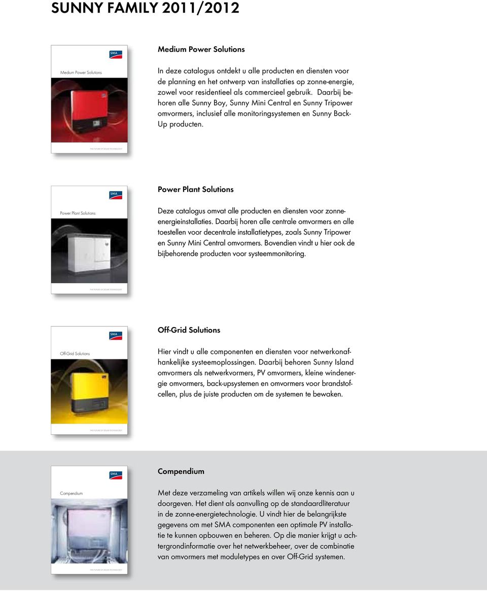 The FuTure of Solar Technology Power Plant Solutions Power Plant Solutions Deze catalogus omvat alle producten en diensten voor zonneenergieinstallaties.