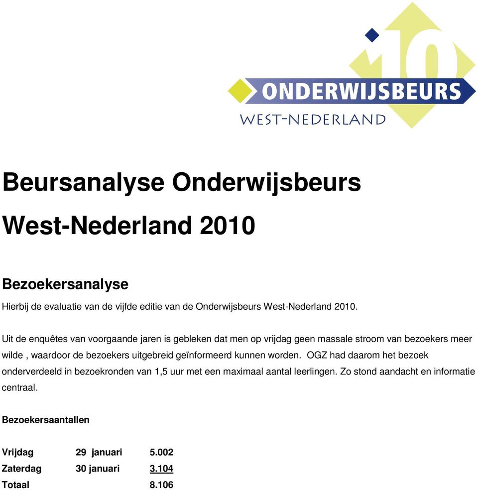 Uit de enquêtes van voorgaande jaren is gebleken dat men op vrijdag geen massale stroom van bezoekers meer wilde, waardoor de bezoekers