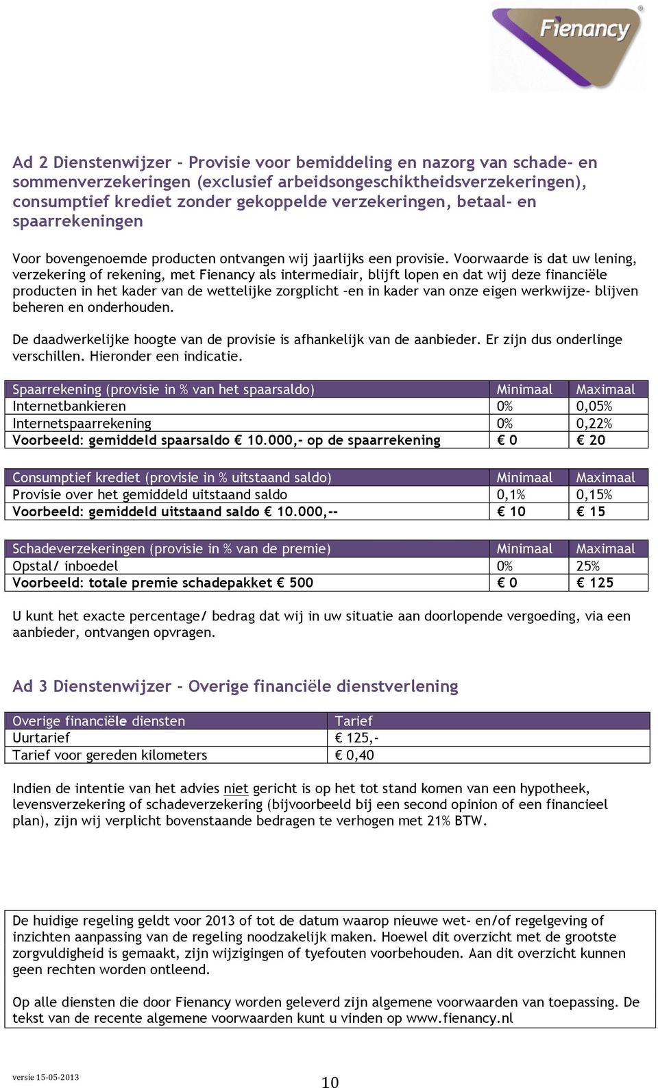 Voorwaarde is dat uw lening, verzekering of rekening, met Fienancy als intermediair, blijft lopen en dat wij deze financiële producten in het kader van de wettelijke zorgplicht en in kader van onze