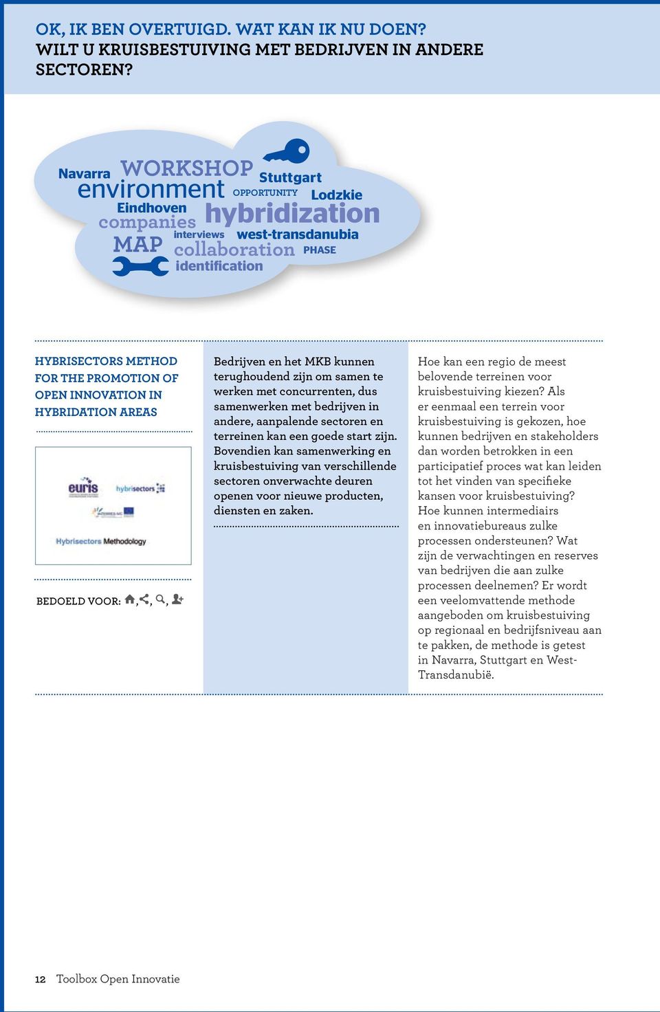 OF OPEN INNOVATION IN HYBRIDATION AREAS BEDOELD VOOR: ï,5, ô, - Bedrijven en het MKB kunnen terughoudend zijn om samen te werken met concurrenten, dus samenwerken met bedrijven in andere, aanpalende