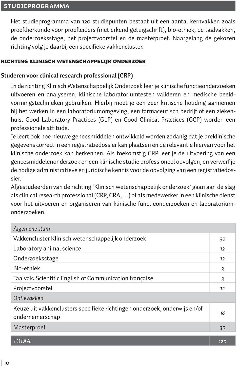 RICHTING KLINISCH WETENSCHAPPELIJK ONDERZOEK Studeren voor clinical research professional (CRP) In de richting Klinisch Wetenschappelijk Onderzoek leer je klinische functieonder zoeken uitvoeren en