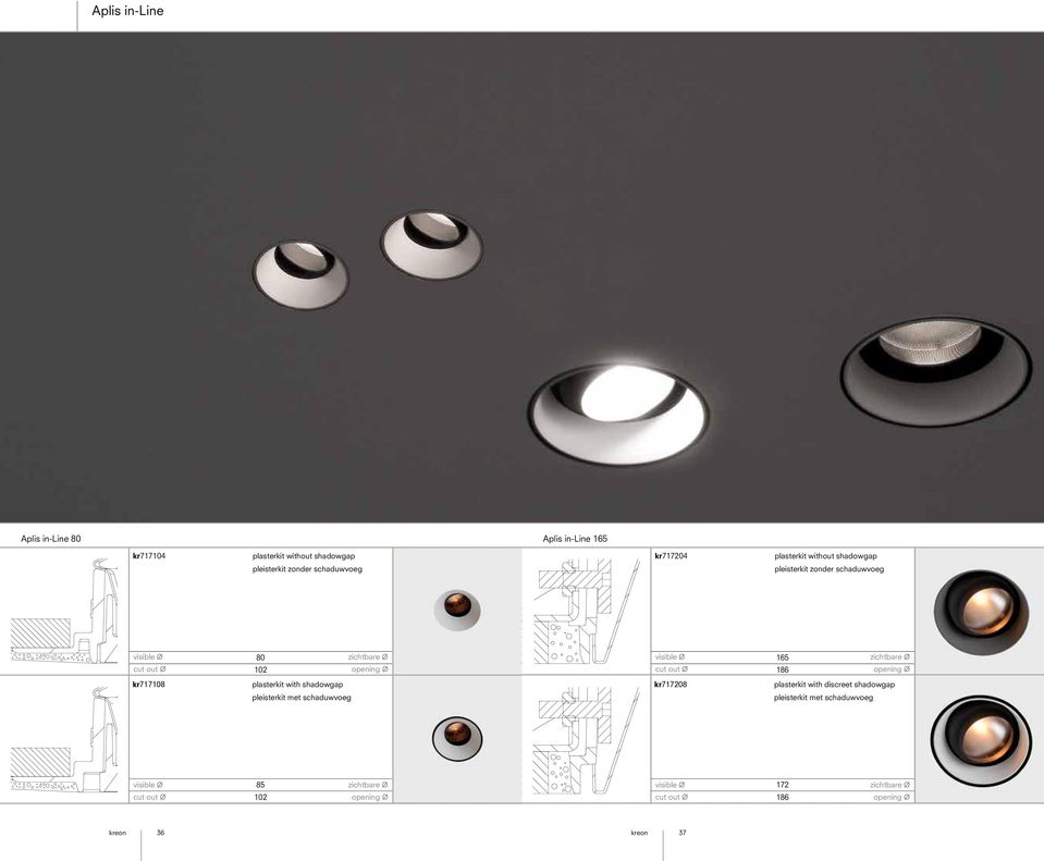 zichtbare Ø opening Ø kr717108 plasterkit h kr717208 plasterkit h discreet pleisterkit met pleisterkit