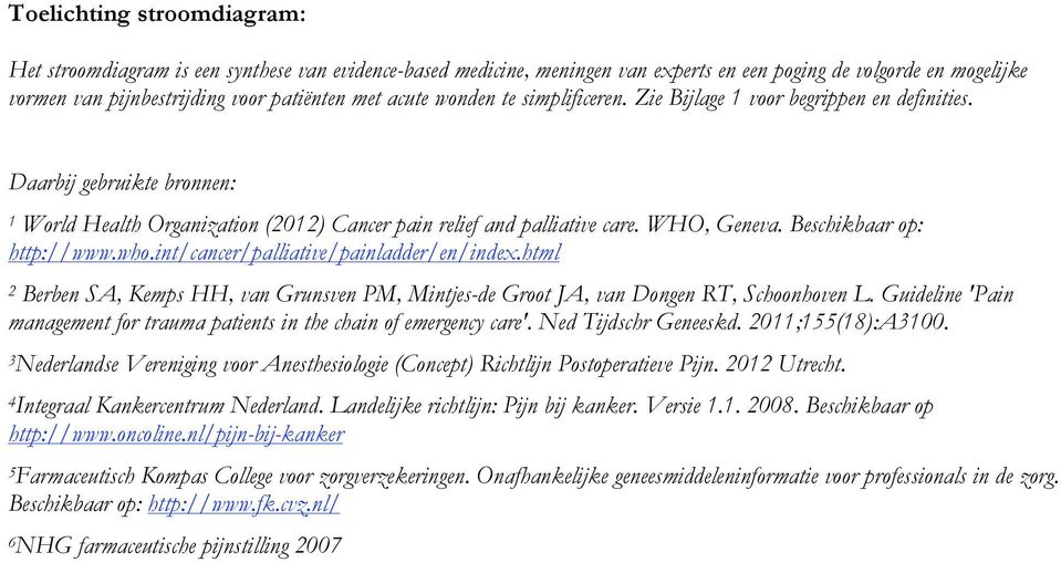 Beschikbaar op: http://www.who.int/cancer/palliative/painladder/en/index.html 2 Berben SA, Kemps HH, van Grunsven PM, Mintjes-de Groot JA, van Dongen RT, Schoonhoven L.