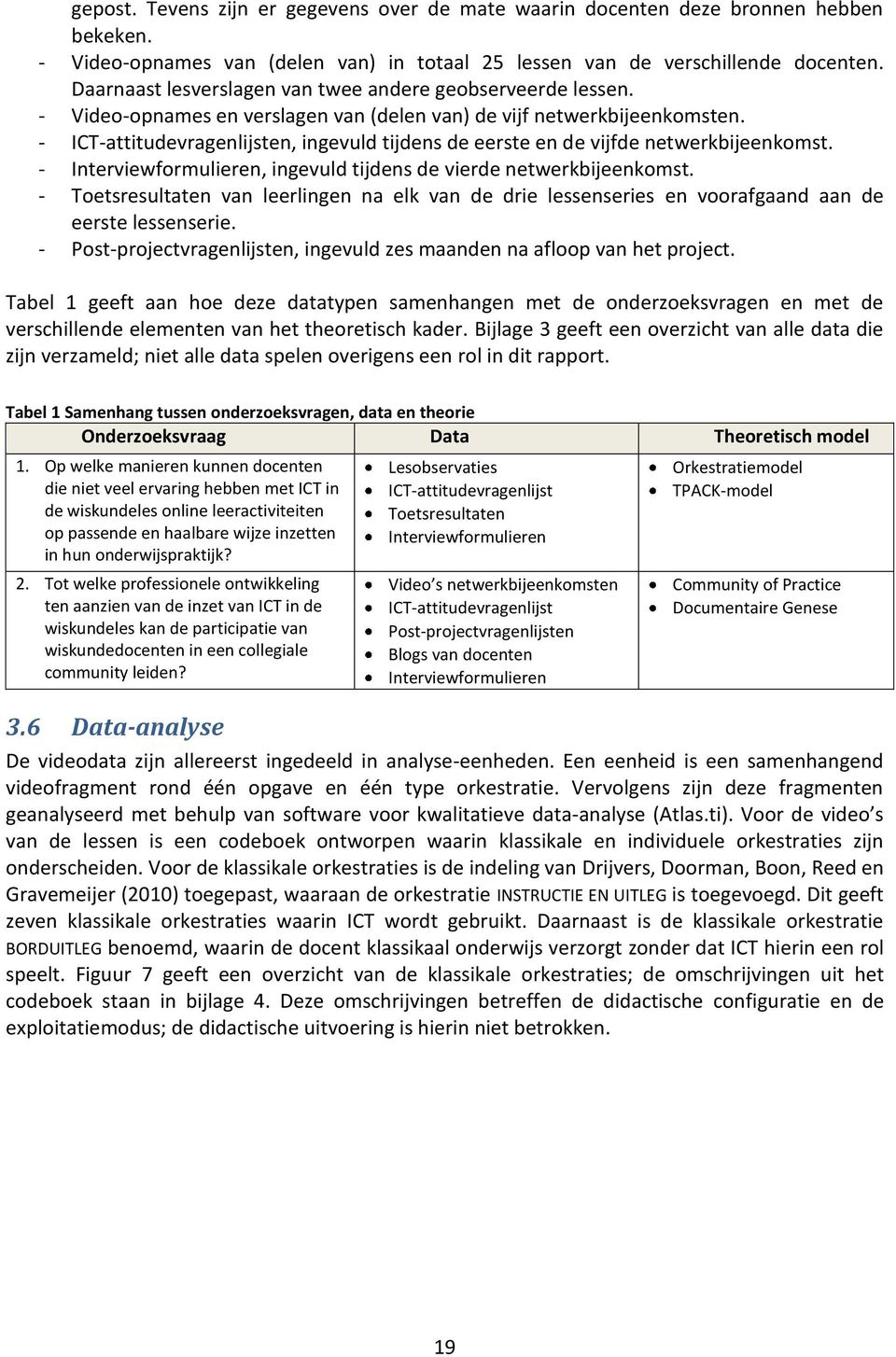 - ICT-attitudevragenlijsten, ingevuld tijdens de eerste en de vijfde netwerkbijeenkomst. - Interviewformulieren, ingevuld tijdens de vierde netwerkbijeenkomst.