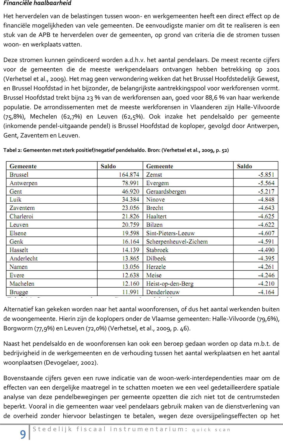 Deze stromen kunnen geïndiceerd worden a.d.h.v. het aantal pendelaars. De meest recente cijfers voor de gemeenten die de meeste werkpendelaars ontvangen hebben betrekking op 2001 (Verhetsel et al.