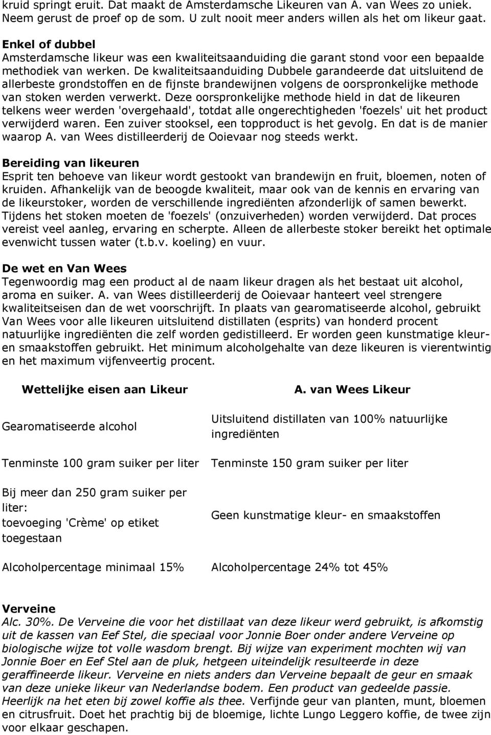 De kwaliteitsaanduiding Dubbele garandeerde dat uitsluitend de allerbeste grondstoffen en de fijnste brandewijnen volgens de oorspronkelijke methode van stoken werden verwerkt.