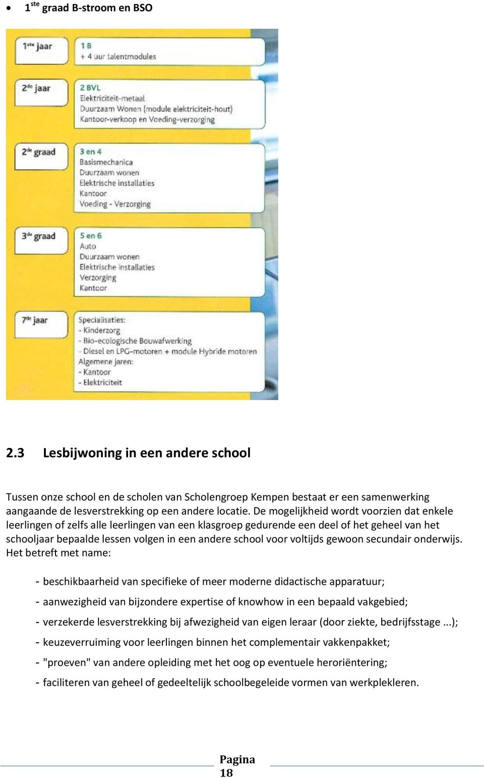 De mogelijkheid wordt voorzien dat enkele leerlingen of zelfs alle leerlingen van een klasgroep gedurende een deel of het geheel van het schooljaar bepaalde lessen volgen in een andere school voor