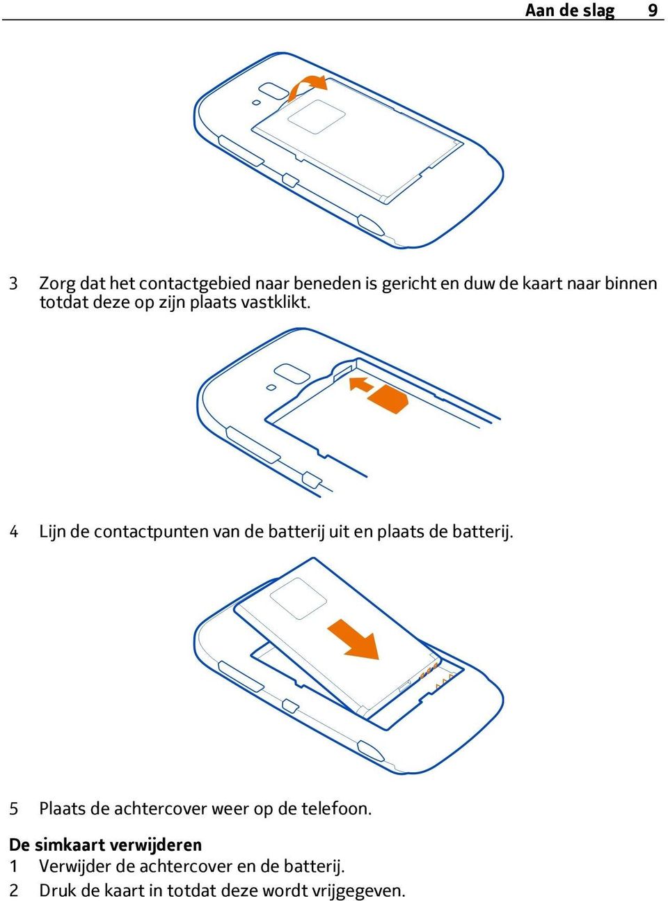 4 Lijn de contactpunten van de batterij uit en plaats de batterij.