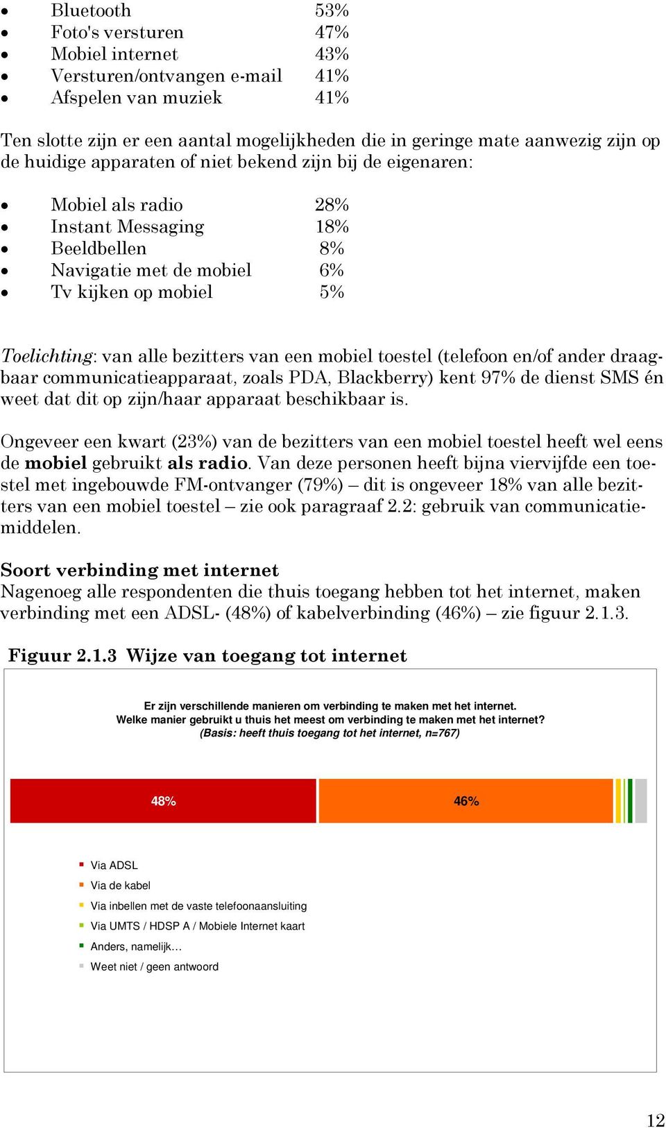 een mobiel toestel (telefoon en/of ander draagbaar communicatieapparaat, zoals PDA, Blackberry) kent 97% de dienst SMS én weet dat dit op zijn/haar apparaat beschikbaar is.