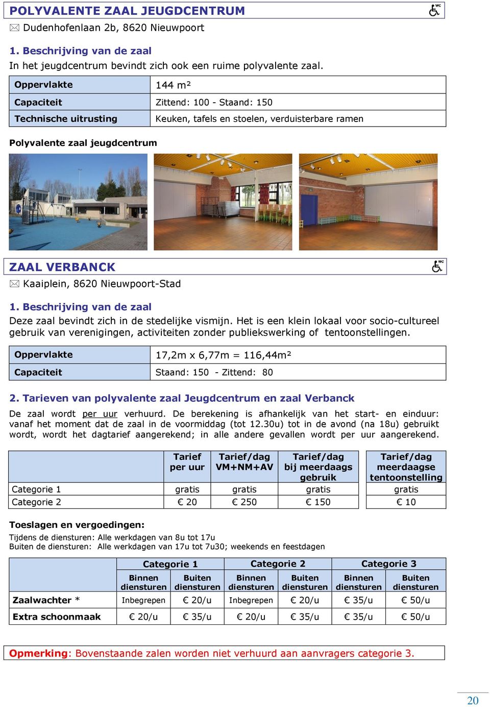 Nieuwpoort-Stad 1. Beschrijving van de zaal Deze zaal bevindt zich in de stedelijke vismijn.