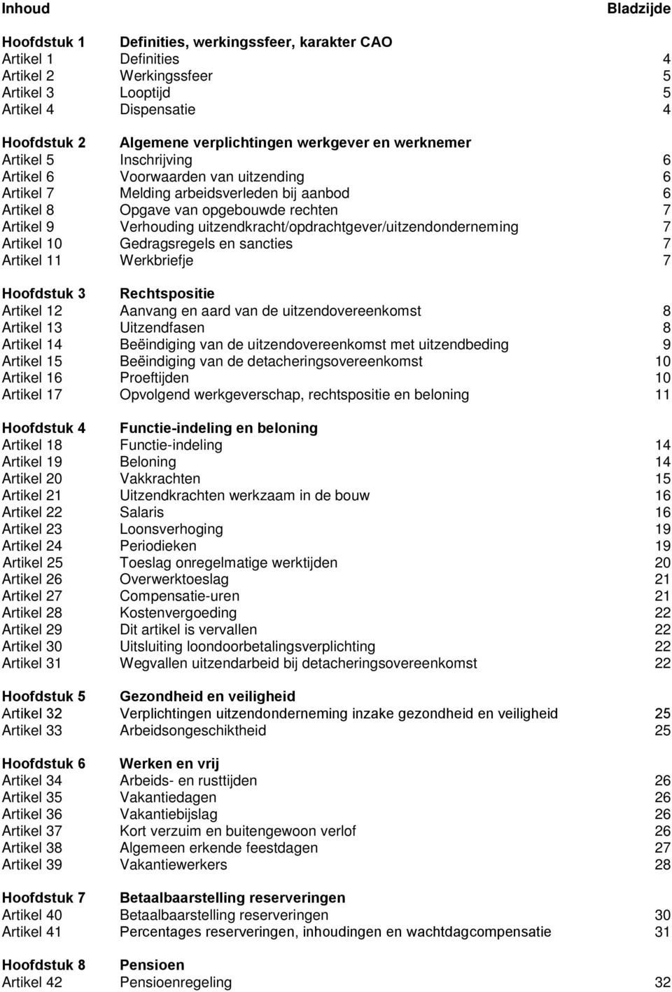 uitzendkracht/opdrachtgever/uitzendonderneming 7 Artikel 10 Gedragsregels en sancties 7 Artikel 11 Werkbriefje 7 Hoofdstuk 3 Rechtspositie Artikel 12 Aanvang en aard van de uitzendovereenkomst 8