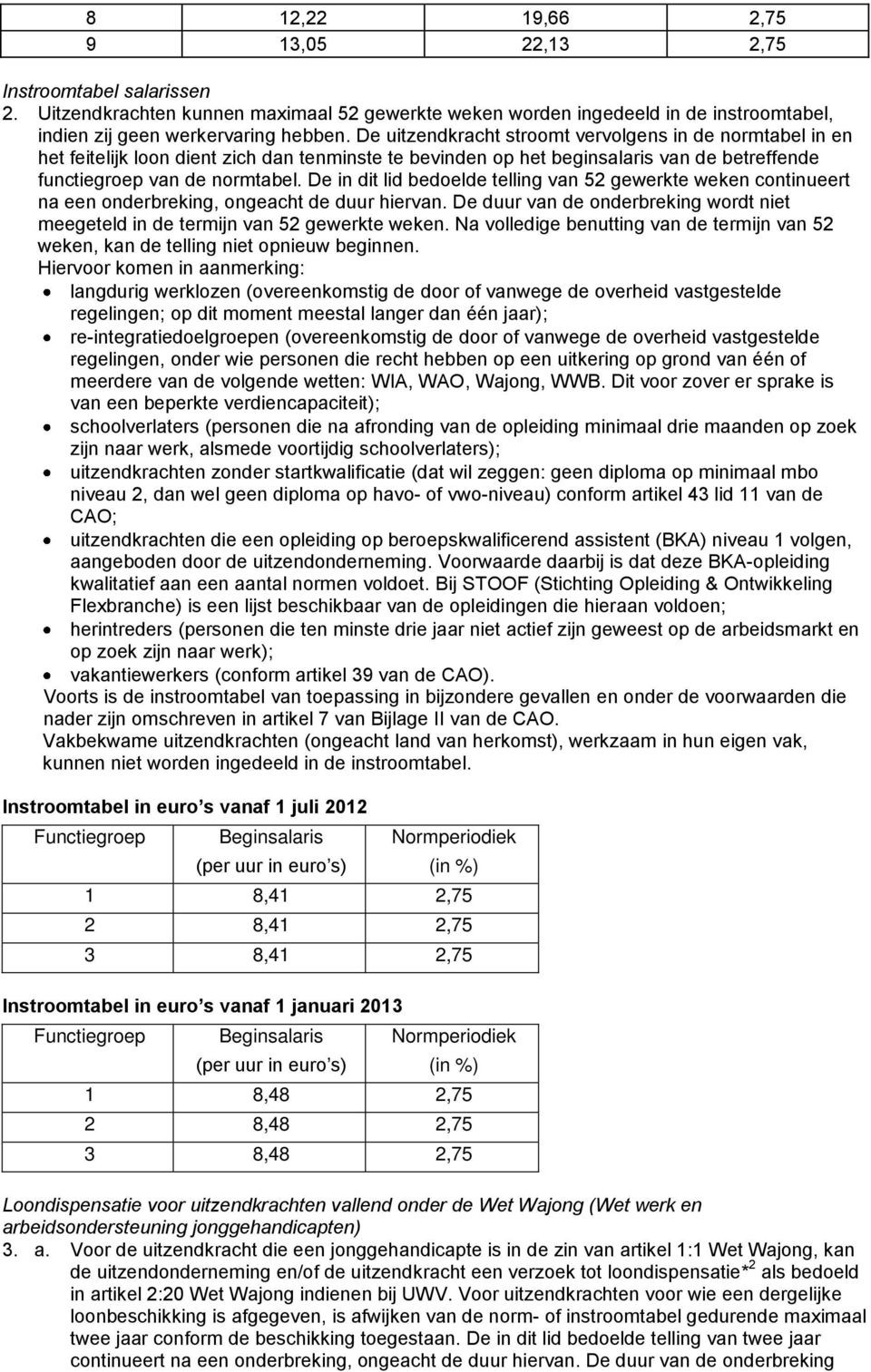 De in dit lid bedoelde telling van 52 gewerkte weken continueert na een onderbreking, ongeacht de duur hiervan. De duur van de onderbreking wordt niet meegeteld in de termijn van 52 gewerkte weken.