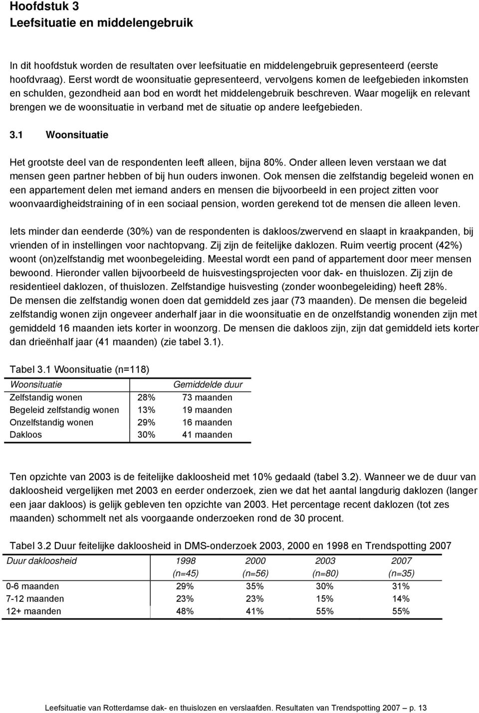 Waar mogelijk en relevant brengen we de woonsituatie in verband met de situatie op andere leefgebieden. 3.1 Woonsituatie Het grootste deel van de respondenten leeft alleen, bijna 80%.