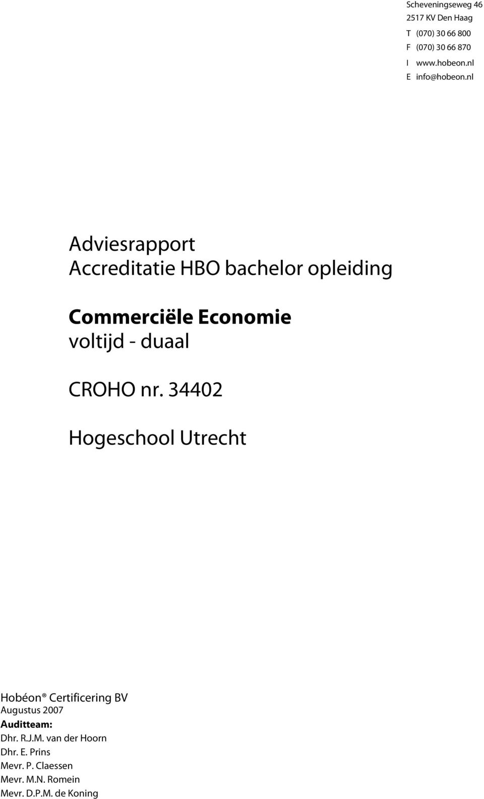 nl Adviesrapport Accreditatie HBO bachelor opleiding Commerciële Economie voltijd - duaal