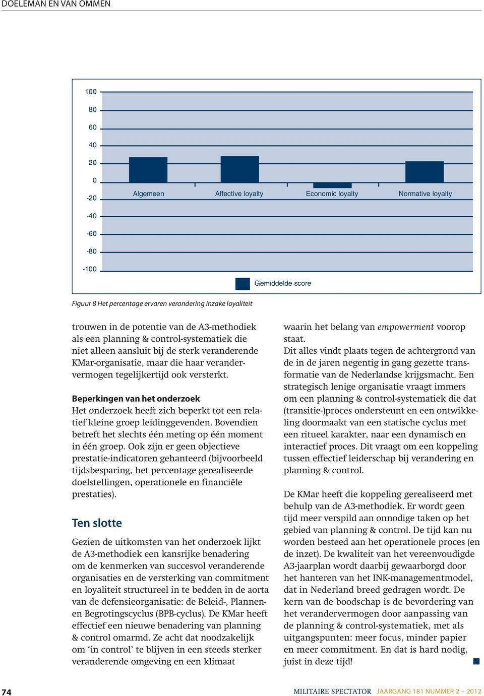 ook versterkt. Beperkingen van het onderzoek Het onderzoek heeft zich beperkt tot een relatief kleine groep leidinggevenden. Bovendien betreft het slechts één meting op één moment in één groep.