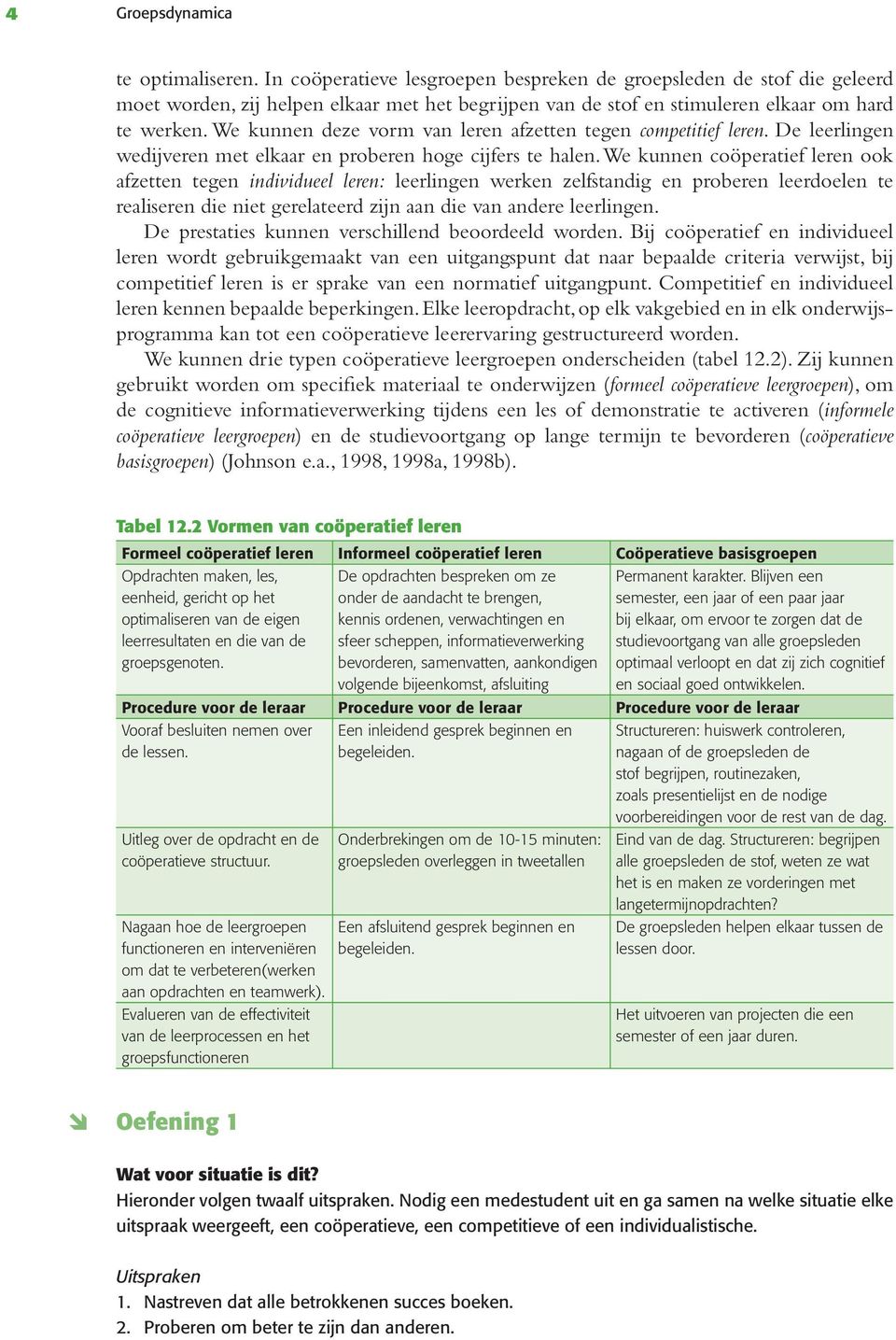 We kunnen deze vorm van leren afzetten tegen competitief leren. De leerlingen wedijveren met elkaar en proberen hoge cijfers te halen.