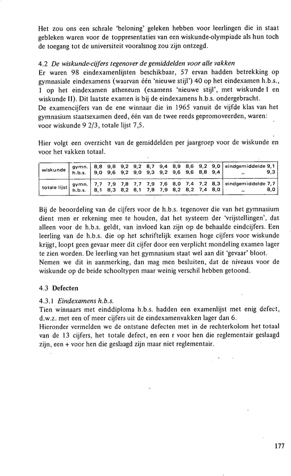 2 De wiskunde-cijfers tegenover de gemiddelden voor alle vakken Er waren 98 eindexamenhijsten beschikbaar, 57 ervan hadden betrekking op gymnasiale eindexamens (waarvan één 'nieuwe stijl') 40 op het