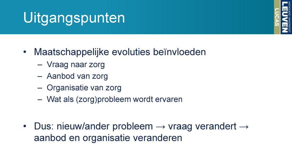 Wat als (zorg)probleem wordt ervaren Dus: nieuw/ander