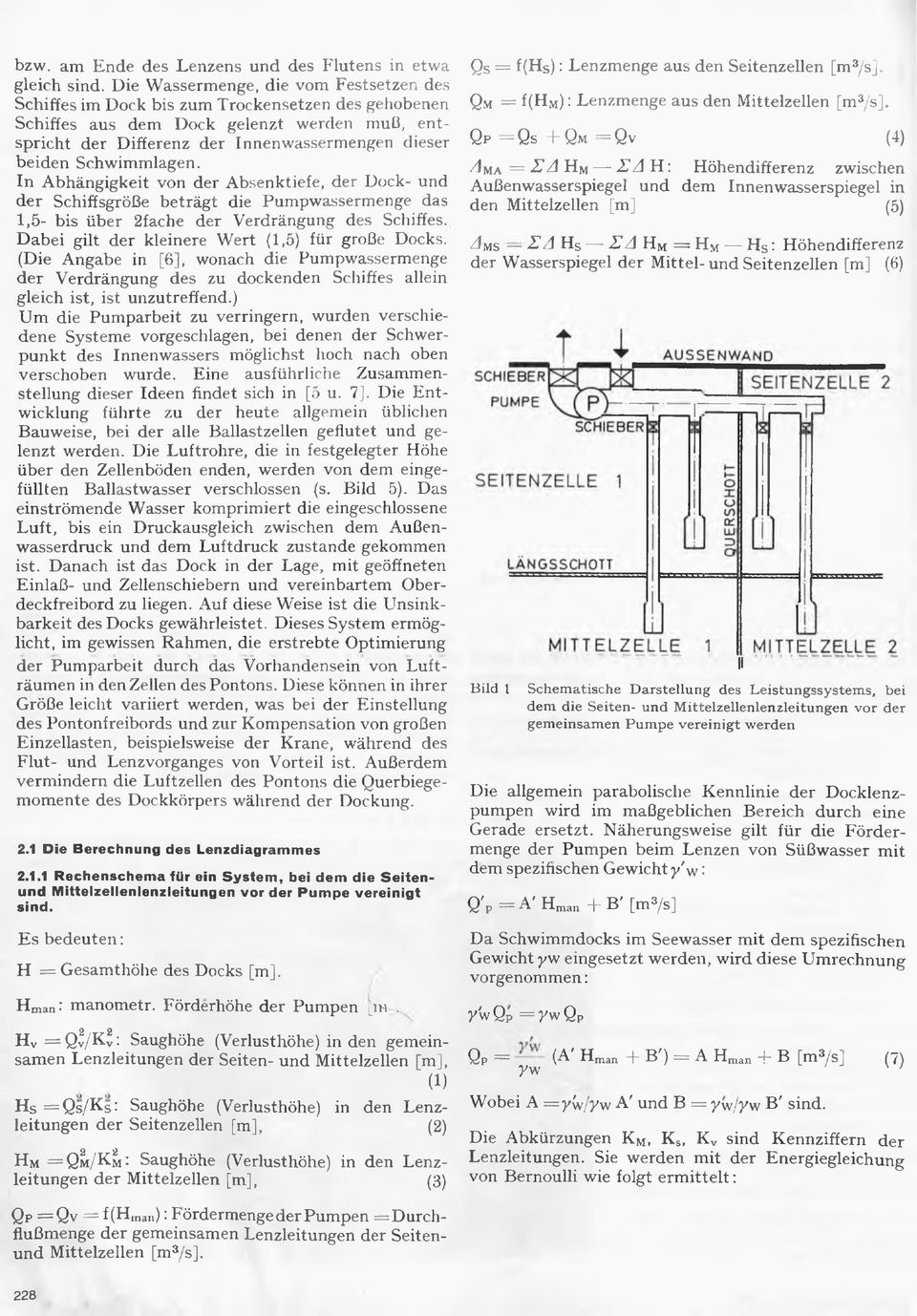 Schwimmlagen. In Abhängigkeit von der Absenktiefe, der Dock- und der Schiffsgröße beträgt die Pumpwassermenge das 1,5- bis über 2fache der Verdrängung des Schiffes.