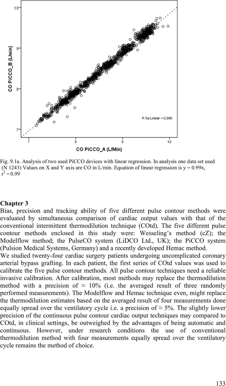 99 Chapter 3 Bias, precision and tracking ability of five different pulse contour methods were evaluated by simultaneous comparison of cardiac output values with that of the conventional intermittent