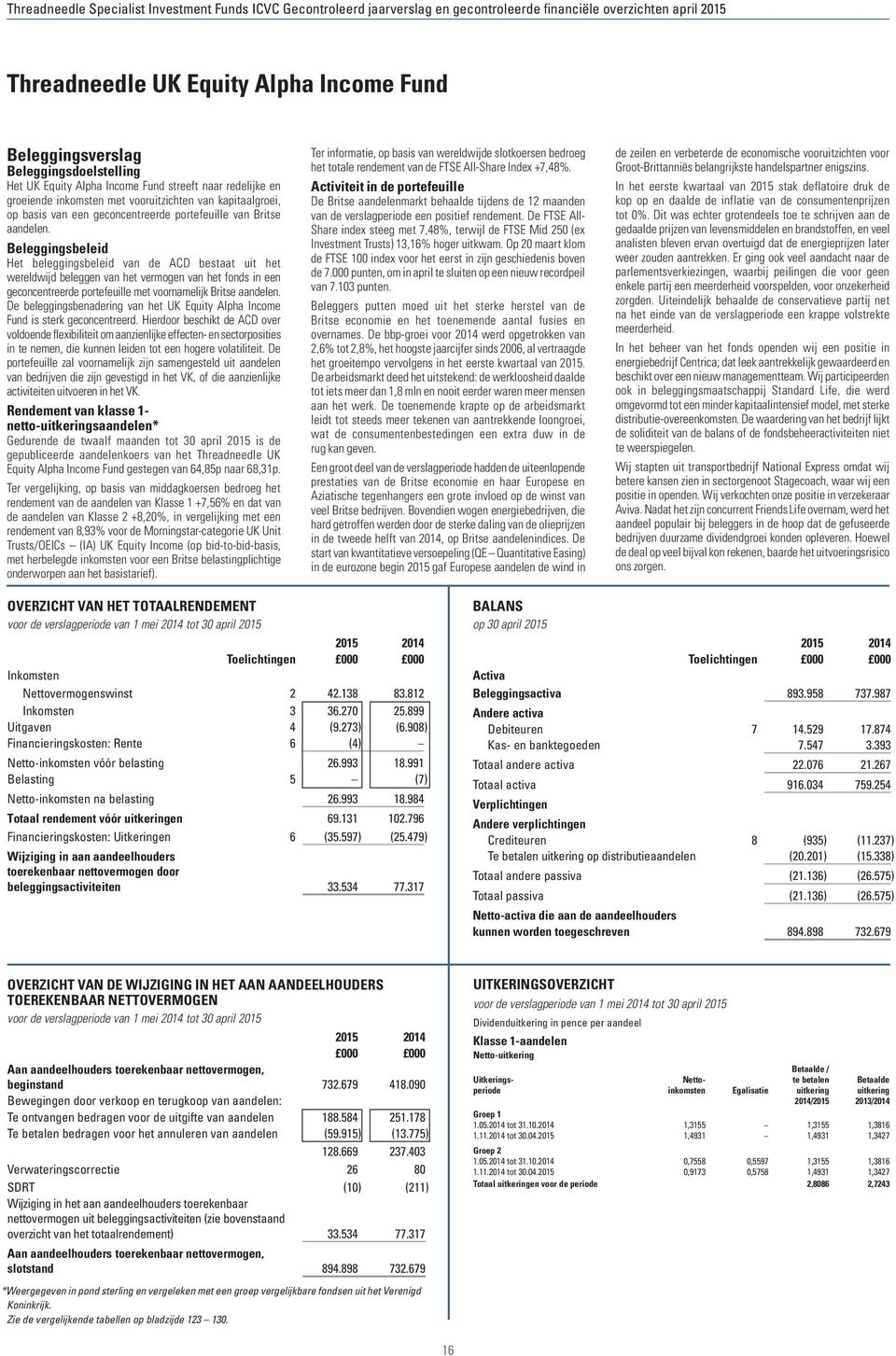 sbeleid Het beleggingsbeleid van de ACD bestaat uit het wereldwijd beleggen van het vermogen van het fonds in een geconcentreerde portefeuille met voornamelijk Britse aandelen.