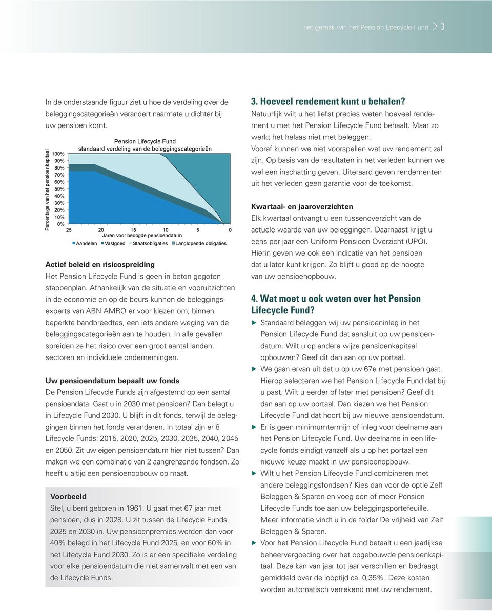 Afhankelijk van de situatie en vooruitzichten in de economie en op de beurs kunnen de beleggings- experts van ABN AMRO er voor kiezen om, binnen beperkte bandbreedtes, een iets andere weging van de